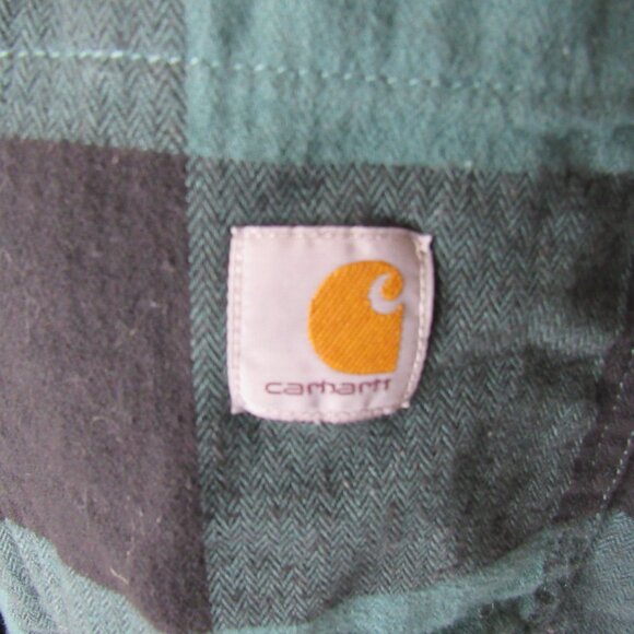 Carhartt Teal Green Rugged Flex Flannel Check Plaid Shirt Women's XXLarge XXL - Picture 5 of 9